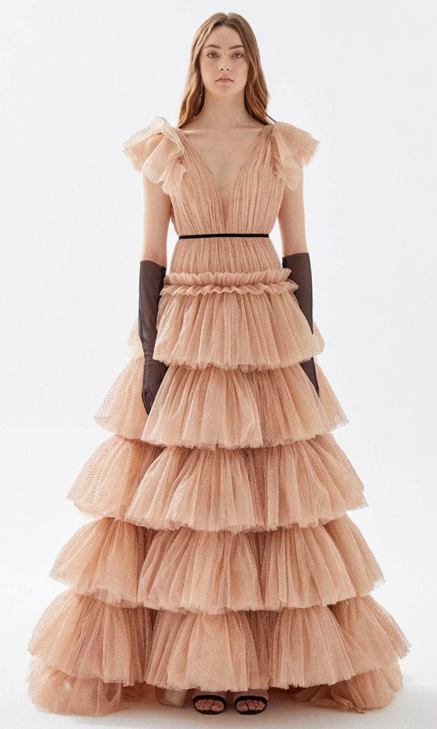 Tarik Ediz 52035 - Allover Tulle Beaded Tiered Dress Couture Candy Tarik Ediz 52035 - Allover Tulle Beaded Tiered Dress Couture Candy