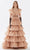 Tarik Ediz 52035 - Allover Tulle Beaded Tiered Dress Prom Dresses 00 / Champagne