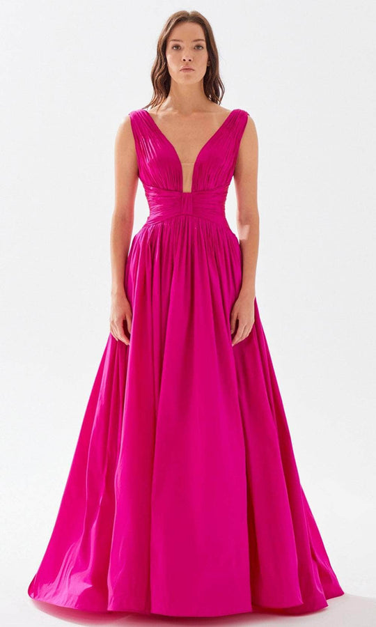 Tarik Ediz 52062 - Ruched Provocative Taffeta Gown