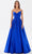 Tarik Ediz 52117 - Pleated Taffeta Prom Dress Prom Dresses 00 / Royal Blue