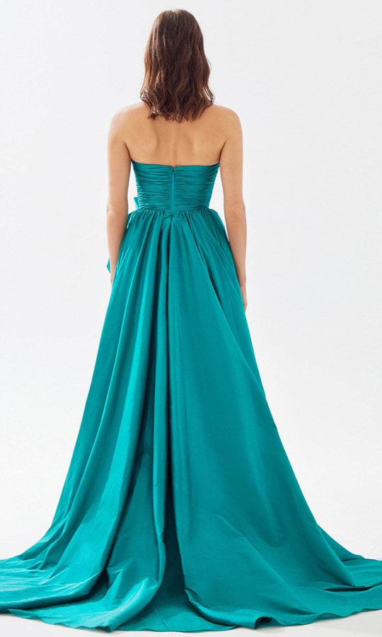 Tarik Ediz 52118 - Rosette Detailed A-Line Prom Dress