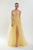 Tarik Ediz 52135 - Floral Embroidered Soft Tulle Gown Prom Dresses 0 / Yellow