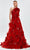 Tarik Ediz 52145 - Ruffled Embellished Evening Gown Special Occasion Dress 00 / Red