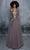 Tarik Ediz - 96006 Sequined Long Sleeve A-line Gown Evening Dresses 0 / Wood Rose