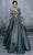 Tarik Ediz - 96011 Shimmer Jacquard Illusion Bodice Ballgown Ball Gowns 0 / Nil Green