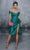 Tarik Ediz - 96126 Pleated Off-Shoulder High Slit Cocktail Dress Homecoming Dresses 0 / Emerald