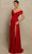 Tarik Ediz - 98020 Glittered Crisscross Wrap Long Gown Evening Dresses 0 / Red