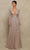 Tarik Ediz - 98023 Embroidered Plunging Dress Prom Dresses 0 / Powder