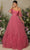 Tarik Ediz - 98037 Off Shoulder Tulle Enchanting Gown Evening Dresses 0 / Dark Rose