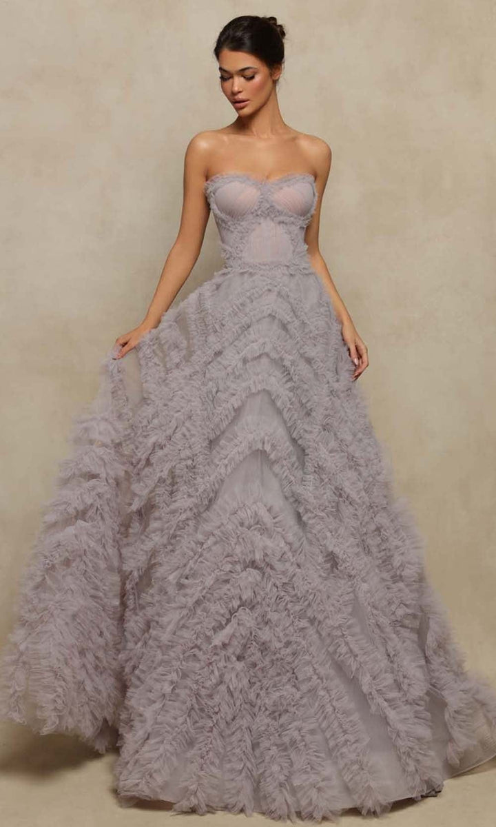 Tarik Ediz - 98048 Strapless Ruffled A-Line Gown – Couture Candy