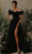 Tarik Ediz - 98055 Tulle Ruffled A-Line Slit Gown Evening Dresses 0 / Black
