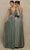 Tarik Ediz - 98066 Pleated Plunging Velvet Color Evening Dresses