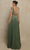 Tarik Ediz - 98074 Plunging Velvet Bangled Long Dress Evening Dresses