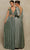 Tarik Ediz - 98074 Plunging Velvet Bangled Long Dress Evening Dresses