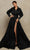 Tarik Ediz - 98099 Long Sleeve Collared A-Line Dress Evening Dresses 0 / Black