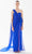 Tarik Ediz 98249 - Feathered Long Cape Evening Gown Evening Dresses 00 / Royal Blue