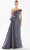Tarik Ediz 98255 - Pleated Asymmetric Sheath Gown Evening Dresses 00 / Anthracite