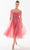 Tarik Ediz 98293 - Off Shoulder Tulle Tea-Length Dress Prom Dresses 00 / Rose