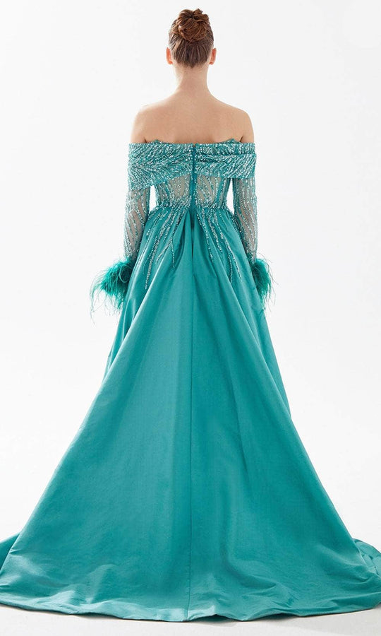 Tarik Ediz 98316 - Off Shoulder Overskirt Evening Gown