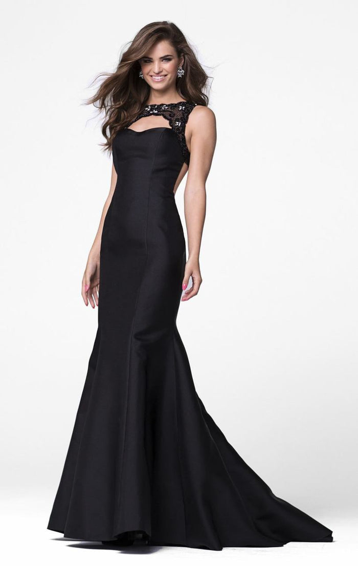 Tarik Ediz - Bateau Neck Mermaid Gown 50020 Special Occasion Dress 0 / Black