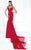 Tarik Ediz Bow Accented Panel Gown 92504 - 1 pc Red In Size 2 Available CCSALE 2 / Red