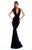 Tarik Ediz Fitted Crisscrossed Open Back Mermaid Gown 50337 - 1 pc Navy In Size 4 Available CCSALE 4 / Navy