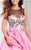 Tarik Ediz - Floral Accented A-line Dress 50002 Special Occasion Dress 0 / Powder Pink