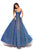 Tarik Ediz Glitter Avant Garde Strapless Ballgown 93469 - 1 pc Ocean Blue In Size 6 Available CCSALE 6 / Ocean Blue