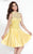 Tarik Ediz - Illusion Neck A-Line Short Dress 90419 Cocktail Dresses 0 / Yellow