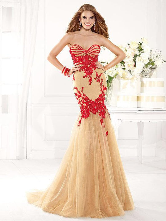 Tarik Ediz - MTE92349 Twisted Strapless Applique Mermaid Gown