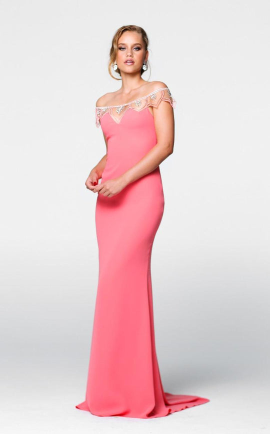 Tarik Ediz - Off The Shoulder Sheath Dress 50057