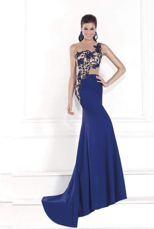 Tarik Ediz - One Shoulder Illusion Beaded Gown 92541