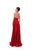 Tarik Ediz - Plunging V-Neck Pleated Gown with Slit 50449 CCSALE 4 / Cherry