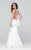 Tarik Ediz Sheer Halter Neck Mermaid Evening Dress 50077 - 1 pc Cream In Size 6 Available CCSALE 6 / Cream