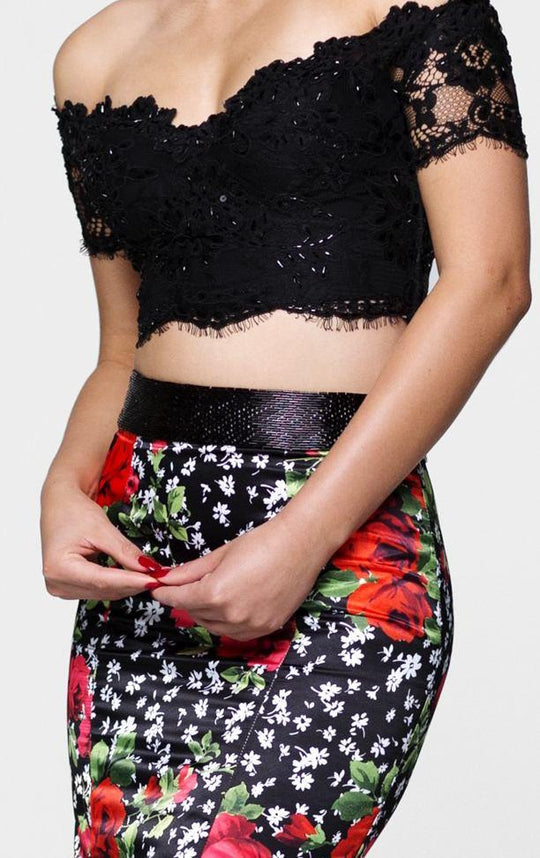 Tarik Ediz - Two Piece Floral Dress 50029