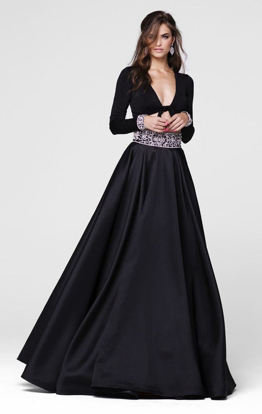 Tarik Ediz - V-Neck A-Line Gown 50018