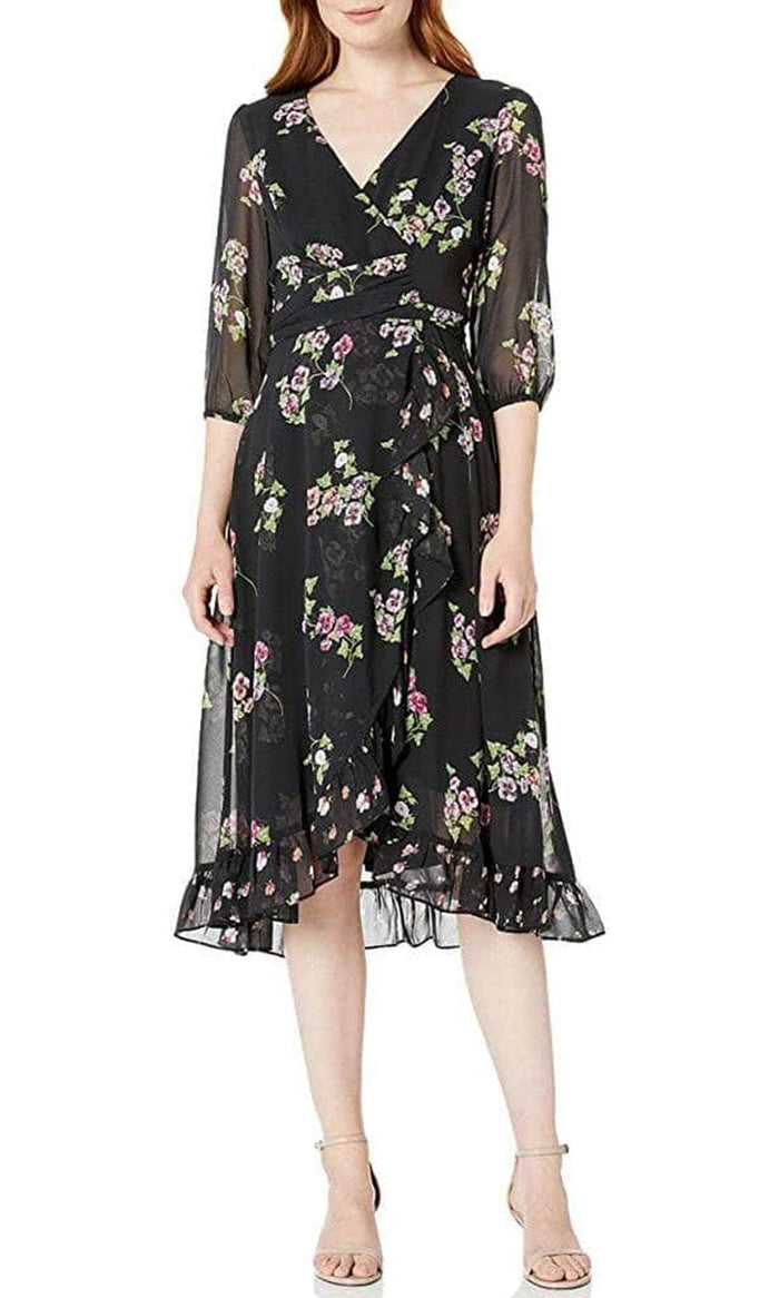 Taylor 1791M - Floral Chiffon High-Low Dress Cocktail Dresses 2 / Blackberry Multi