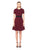 Taylor - 9942M Jewel Short Sleeves A-Line Cocktail Dress Special Occasion Dress 0 / Burgundy