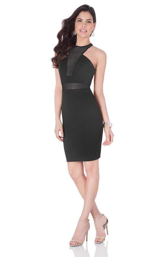 Terani Couture - 1621H1056 Sexy Illusion Halter Neck Short Dress - 1 pc Black In Size 0 Available CCSALE 0 / Black