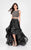 Terani Couture - 1711P2692 Two Piece Embellished High Low A-line Dress Special Occasion Dress 0 / Black Nude