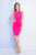 Terani Couture - 1721C4014 Split Shoulder Sheath Dress Special Occasion Dress 0 / Fuchsia