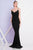 Terani Couture - 1721E4179 Cowl V-Neck Sheath Dress Special Occasion Dress 0 / Black