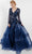 Terani Couture - 1722M4354 V-Neck Beaded Overskirt Gown Special Occasion Dress 00 / Royal