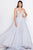 Terani Couture - 1811P5814 Embellished Deep V-neck Ballgown Special Occasion Dress 0 / Silver Nude