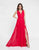 Terani Couture - 1812B5427 Sleeveless Gathered V-Neck High Slit Gown Special Occasion Dress 00 / Red