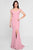 Terani Couture - 1813B5185 Sculpted Off Shoulder High Slit Sheath Gown Special Occasion Dress 00 / Blush