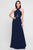 Terani Couture - 1813B5193 Crisscross High Halter Illusion Cutout Gown Special Occasion Dress 00 / Navy