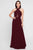 Terani Couture - 1813B5193 Crisscross High Halter Illusion Cutout Gown Special Occasion Dress 00 / Wine
