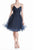 Terani Couture - 1821H7761 Spaghetti Strapped Glitter Tulle Dress Special Occasion Dress 0 / Navy