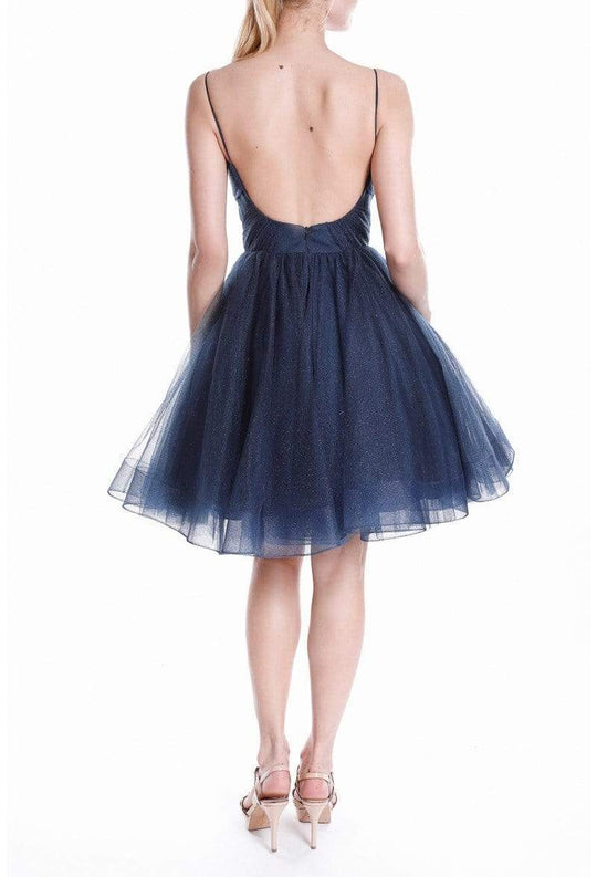 Terani Couture - 1821H7761 Spaghetti Strapped Glitter Tulle Dress